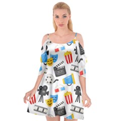 Cinema Icons Pattern Seamless Signs Symbols Collection Icon Cutout Spaghetti Strap Chiffon Dress by Simbadda