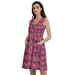 Background Pattern Structure Sleeveless Dress With Pocket by Simbadda