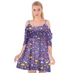 Pattern Cute Clouds Stars Cutout Spaghetti Strap Chiffon Dress by Simbadda