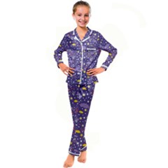 Pattern Cute Clouds Stars Kids  Satin Long Sleeve Pajamas Set by Simbadda