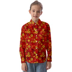 Seamless Pattern Slavic Folk Style Kids  Long Sleeve Shirt by Simbadda