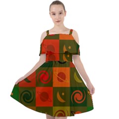 Space Pattern Multicolour Cut Out Shoulders Chiffon Dress by Simbadda