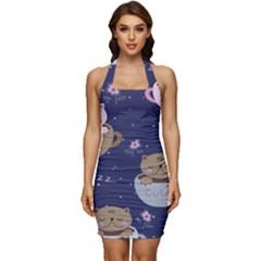 Cute Kittens Sleep Sweetly Mugs Sleeveless Wide Square Neckline Ruched Bodycon Dress by Simbadda