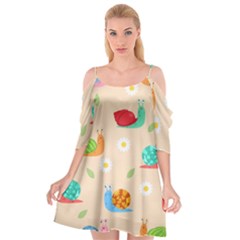 Seamless Pattern Cute Snail With Flower Leaf Cutout Spaghetti Strap Chiffon Dress by Simbadda