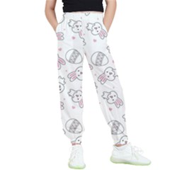 Cute Pattern With Easter Bunny Egg Kids  Joggers by Simbadda