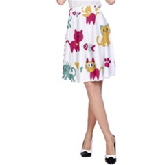 Pattern With Cute Cats A-line Skirt by Simbadda