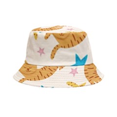 Cute Cats Seamless Pattern With Stars Funny Drawing Kittens Bucket Hat by Simbadda