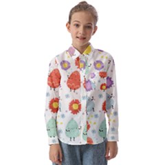 Easter Seamless Pattern With Cute Eggs Flowers Kids  Long Sleeve Shirt by Simbadda