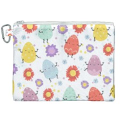 Easter Seamless Pattern With Cute Eggs Flowers Canvas Cosmetic Bag (xxl) by Simbadda