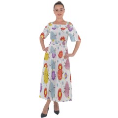 Easter Seamless Pattern With Cute Eggs Flowers Shoulder Straps Boho Maxi Dress  by Simbadda