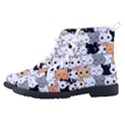 Cute Cat Kitten Cartoon doodle Seamless Pattern Women s High-Top Canvas Sneakers View2