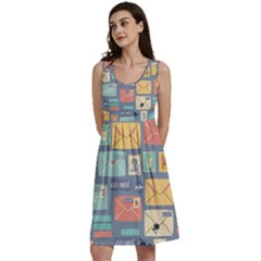 Pattern Postal Stationery Classic Skater Dress by Simbadda