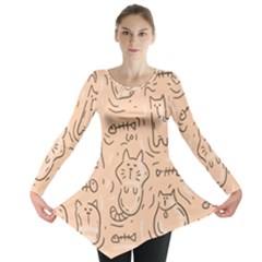 Cat Background Long Sleeve Tunic  by Simbadda