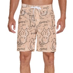 Cat Background Men s Beach Shorts by Simbadda