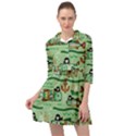 Seamless Pattern Fishes Pirates Cartoon Mini Skater Shirt Dress View1