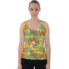 Seamless Pattern With Doodle Bunny Velvet Tank Top by Simbadda