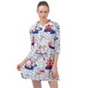 Nautical Cats Seamless Pattern Mini Skater Shirt Dress View1