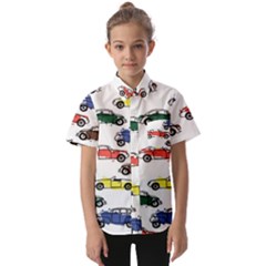 Cars Pattern Kids  Short Sleeve Shirt by Simbadda