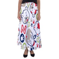 Animals Pattern Flared Maxi Skirt by Simbadda