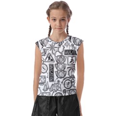 Navigation-seamless-pattern Kids  Raglan Cap Sleeve Tee by Simbadda