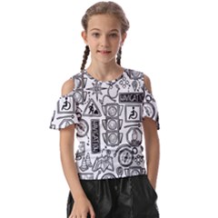 Navigation-seamless-pattern Kids  Butterfly Cutout Tee by Simbadda