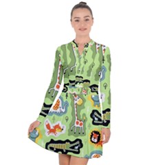 Seamless-pattern-with-wildlife-animals-cartoon Long Sleeve Panel Dress by Simbadda