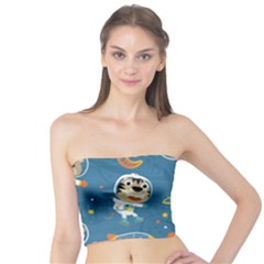 Seamless-pattern-funny-astronaut-outer-space-transportation Tube Top by Simbadda