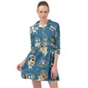 Seamless-pattern-funny-astronaut-outer-space-transportation Mini Skater Shirt Dress View1