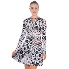 Mix Animal Skin Prints Seamless Pattern Vector Long Sleeve Panel Dress by Simbadda