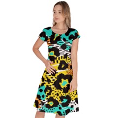 Seamless Leopard Wild Pattern Animal Print Classic Short Sleeve Dress by Simbadda