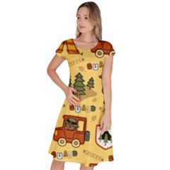 Seamless Pattern Funny Ranger Cartoon Classic Short Sleeve Dress by Simbadda