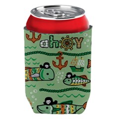 Seamless Pattern Fishes Pirates Cartoon Can Holder by Simbadda