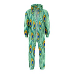 Lovely Peacock Feather Pattern With Flat Design Hooded Jumpsuit (kids) by Simbadda