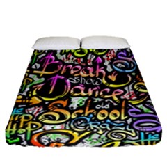 Graffiti Word Seamless Pattern Fitted Sheet (queen Size) by Simbadda