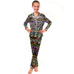 Graffiti Word Seamless Pattern Kids  Satin Long Sleeve Pajamas Set by Simbadda