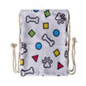 Dog Paw Seamless Pattern Foot Print Bone Drawstring Bag (Small) View1