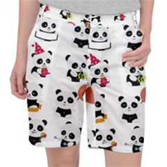 Playing Panda Cartoon Women s Pocket Shorts by Simbadda