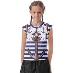 Anchor Background Design Kids  Raglan Cap Sleeve Tee by Simbadda