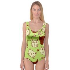 Cute-hand-drawn-cat-seamless-pattern Princess Tank Leotard  by Simbadda