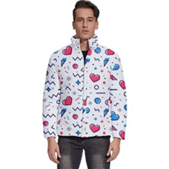 Hearts-seamless-pattern-memphis-style Men s Puffer Bubble Jacket Coat by Simbadda