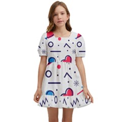 Hearts-seamless-pattern-memphis-style Kids  Short Sleeve Dolly Dress by Simbadda