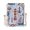 Nautical-elements-pattern-background Drawstring Bag (Small) View2