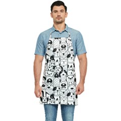 Seamless-pattern-with-black-white-doodle-dogs Kitchen Apron by Simbadda