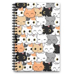 Cute-cat-kitten-cartoon-doodle-seamless-pattern 5 5  X 8 5  Notebook by Simbadda