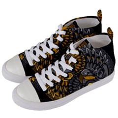 Yin-yang-owl-doodle-ornament-illustration Women s Mid-top Canvas Sneakers by Simbadda