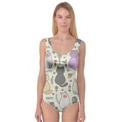 Funny Cartoon Cat Seamless Pattern Princess Tank Leotard  by Simbadda