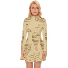 Ice-cream-vintage-pattern Long Sleeve Velour Longline Dress by Simbadda