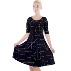 Abstract-math Pattern Quarter Sleeve A-line Dress by Simbadda