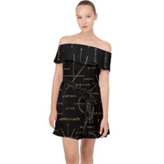 Abstract-math Pattern Off Shoulder Chiffon Dress by Simbadda