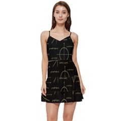 Abstract-math Pattern Short Frill Dress by Simbadda